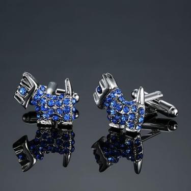 Imagem de Camisa masculina abotoaduras azul esmalte cristal vintage coleção padrão, one size, Metal, Sem Pedra Preciosa