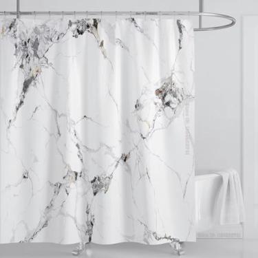 Imagem de Cortina de chuveiro impermeável de mármore à prova d'água, cortina de chuveiro para banheiro, decoração de banheira, impressa, lavável com ganchos 34x63in-86x160 cm/LxA
