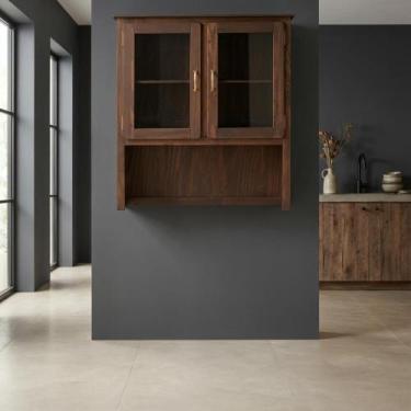 Imagem de Armário Aéreo Oratório 2 Portas de Vidro Madeira Maciça Repleta, Imbui