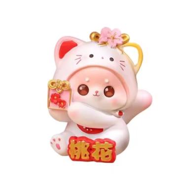 Imagem de Mini escultura de gato fofa simulação de gato mascote estatueta de gato da sorte criativa artesanato de resina chinês sorte (estilo 4)