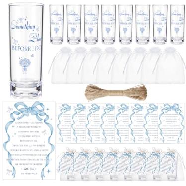 Imagem de Sliner 50 conjuntos de copos de chá de bebê para presente a granel para convidados incluem copos de dose de acrílico de 62 g e bolsa de organza de cartão para artigos de festa de revelação de gênero