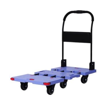 Imagem de Carrinho de mão dobrável - Carrinho de mão silencioso de empurrar e puxar pesado (roxo) - Solução de transporte portátil ideal para armazenamento e movimentação fáceis