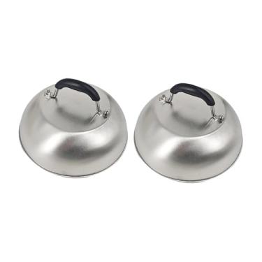 Imagem de MotiveTech Conjunto de 2 Tampas para Derreter Queijo e Cozinhar Alimentos no Vapor, Ideal para Grelhar Hambúrgueres e Bifes em Casa, Alça de Plástico