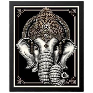 Imagem de Quadro Decorativo Elefante Ganesha Com Vidro 24X18Cm
