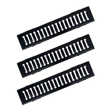 Imagem de Kit 3 Ralo Grelha Com Caixilho Aço Galvanizado Preto 10x50cm