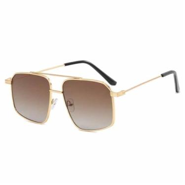 Imagem de Óculos de Sol Unissex com Armação Grande, Ponte Dupla de Metal e Proteção UV400, Ideais para Esportes ao Ar Livre, Corrida e Ciclismo, Cor Cinza Chá