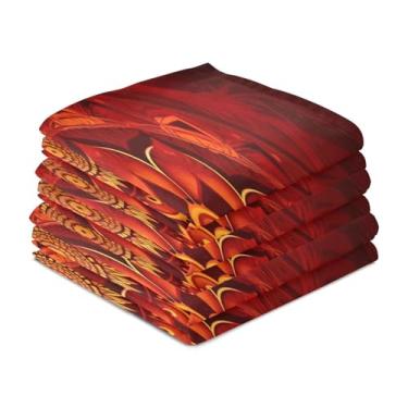 Imagem de Wassud Toalhas de cozinha mandala vermelha panos de prato de cozinha pacote com 6 panos de prato macios com laço para pendurar toalha de mão super absorvente de secagem rápida toalhas de chá de mesa