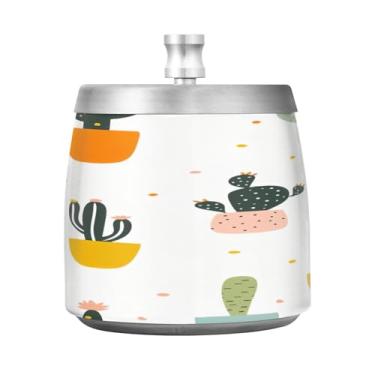 Imagem de STAYTOP Cinzeiro de cacto com tampa, cinzeiro de aço inoxidável à prova de vento, sem fumaça, cinzeiro grande para uso externo para decoração de escritório em casa