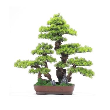 Imagem de Bonsai artificial escritório escritório ornamentos decorativos chineses simulação bonsai plantas verdes falsas hotel mobiliário de alta qualidade árvore bonsai artificial