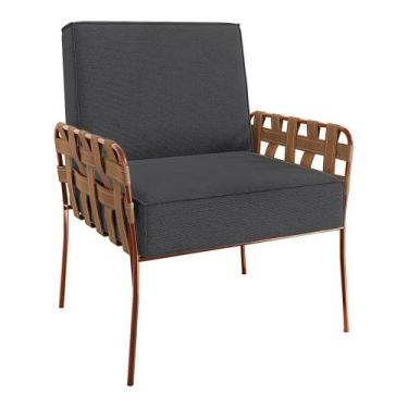 Imagem de Poltrona Filadélfia Veludo Base de Ferro Cobre - D'Rossi - DRossi, Gra