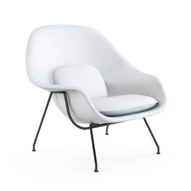 Imagem de Poltrona Womb Chair Sem Puff Base Preta Sintético Branco
