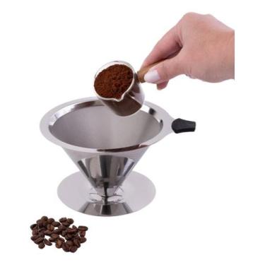 Imagem de Filtro De Café Coador Aço Inox 104 Extra Grande Reutilizável - Palaziu