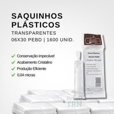 Imagem de Saquinho Para Gelinho 6X30Cm 1600 Unid Plástico Transparente - M Plast