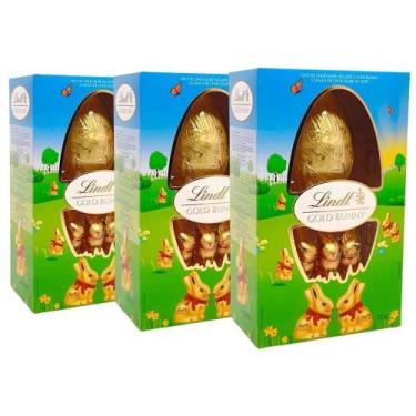 Imagem de Kit 3 Ovos De Páscoa Com Coelhos De Chocolate Lindt 125G