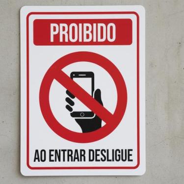 Imagem de Placa Acm Proibido Celular Entrar Desligue 18X23 - Sinalizo