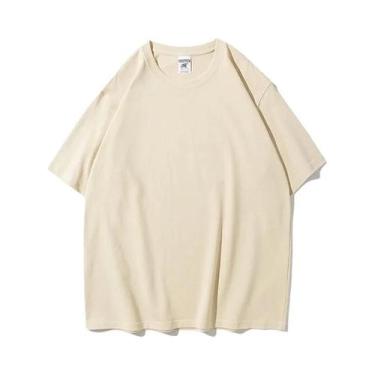 Imagem de Camiseta Masculina Oversized De Algodão 9.9oz, Alta Qualidade, Manga C