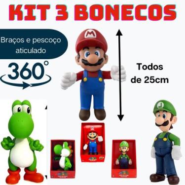 Imagem de Kit 3 Bonecos Turma do super mario de 25cm