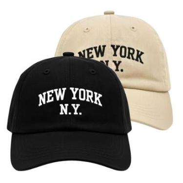 Imagem de Kit 2 Bonés Aba Curva Bordados Ajustáveis Strapback Adulto Casual-Unissex