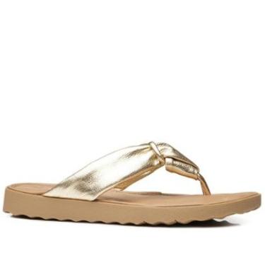 Imagem de Chinelo Pegada Feminino em Couro Ouro 231402-01-Feminino