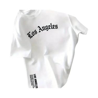 Imagem de Camiseta Casual De Algodão Masculina De Verão Com Estampa Los Angeles,