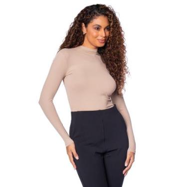 Imagem de Blusa Feminina Olho Fatal Básica Poliamida Bege, Bege, G