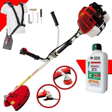 Imagem de Roçadeira Profissional Lateral Kawashima KW52-L À Gasolina 2T 52cc 2,5HP Com Lâmina 3 Pontas e Carretel Nylon + ÓLEO STIHL 2T