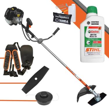 Imagem de Roçadeira Terra Profissional GRH520 Black Á Gasolina 52cc 2,5Hp Alta Potencia e Economia + ÓLEO CASTROL STIHL 2 Tempos de 500ml