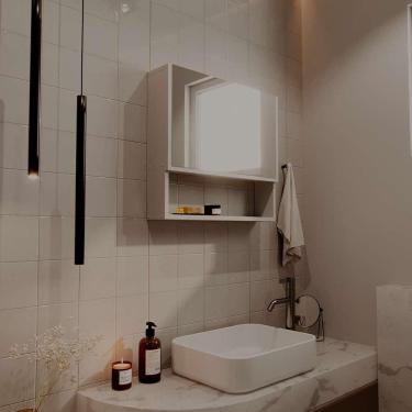 Imagem de Armário para Banheiro com Espelho Duplo Branco 55cm