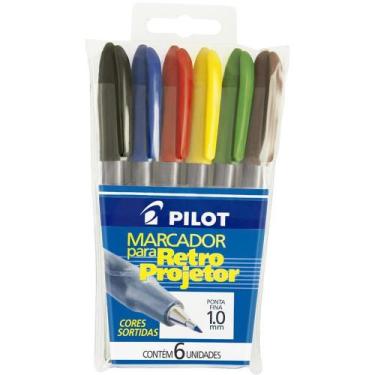 Imagem de Caneta Retroprojetor 1.0MM Marcador 6 Cores Blister - Pilot