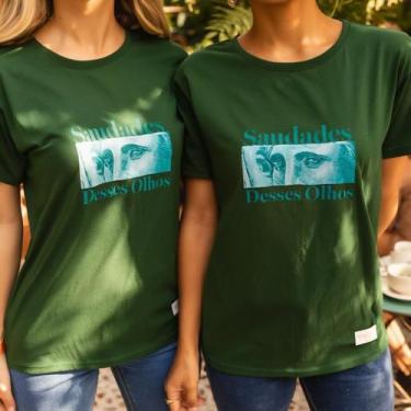 Imagem de Camisa Algodão Feminina Casual Estampa Saudade Desses Olhos Conforto E