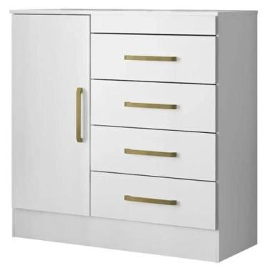 Imagem de Cômoda Montevideu 4 Gavetas 1 Porta Demobile Cor Branco, Branco