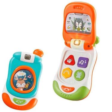 Imagem de Brinquedo Telefone Infantil Celular Flip Baby Guta Guti com Luz e Som 