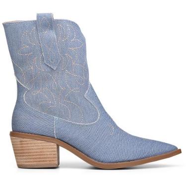 Imagem de Bota Feminina Jeans Country Western Texana Salto Pesponto - Salook, 38