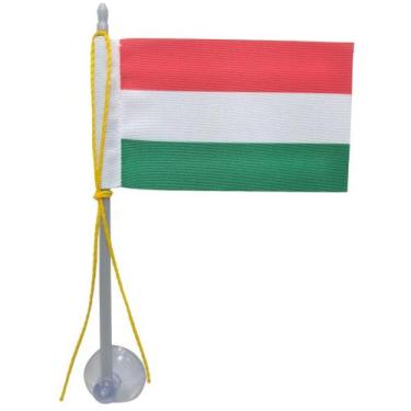 Imagem de Mini Bandeira Hungria C/ Ventosa Poliéster (5,5cm X 8,5cm) 15 cm Mastr