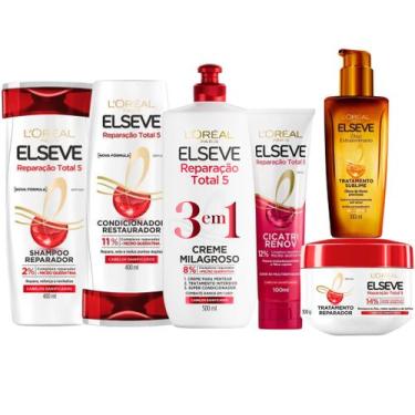 Imagem de Kit Elseve Reparação Total mascara Óleo Extraordinário 3em 1 - Loreal 