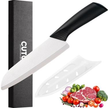 Imagem de Faca de cerâmica Santoku Cutqiz de 7 polegadas com tampa