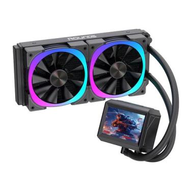Imagem de Water cooler round5 notus black argb 240mm amd/intel com display lcd r