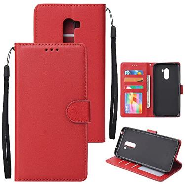 Imagem de Capa tipo carteira flip para Redmi F1/Xiaomi Pocophone F1/POCO F1, capa carteira de couro PU premium [alça de pulso] com bolsos para identidade e cartão de crédito para Redmi F1 (cor: vermelha)