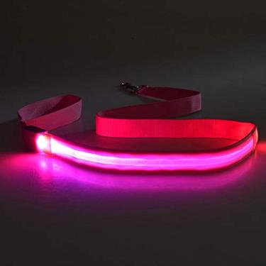 Imagem de HIOD Coleira de cachorro recarregável com luz de LED de nylon para segurança noturna LED piscando brilhando no escuro Coleira para cães Suprimentos para animais de estimação Coleira para cães com LED para cães, rosa