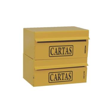 Imagem de Caixa Correio Condomínio Frontal Para Muro Amarela 2 Módulos