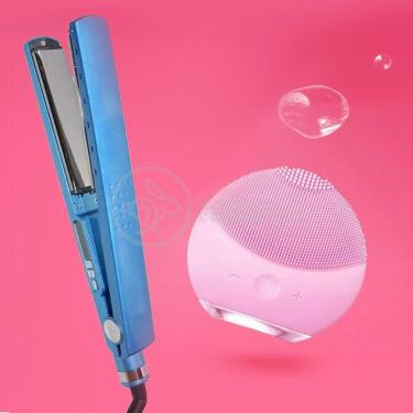 Imagem de Kit 1 Prancha Nanotitanium + 1 Esponja Facial Rosa Bebê Nº30