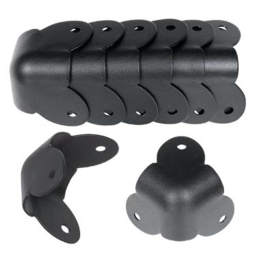 Imagem de Reliable Hardware Company RH-1510TB-8-A conjunto de 8 amplificadores de 3 pernas/canto do armário, revestimento em pó preto texturizado