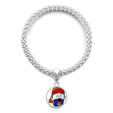 Imagem de DIYthinker Pulseira de prata com bandeira da Holanda para maquiagem facial cabeça gritando pulseira pingente corrente de joias pulseira ajustável, NA, Na