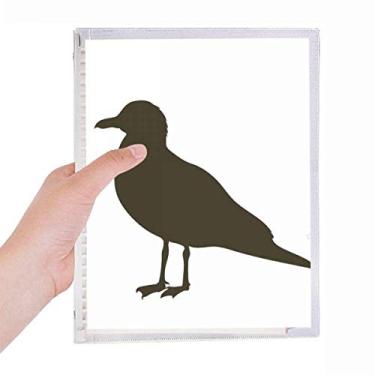 Imagem de Caderno de retrato de animal gaivota preta, diário de folhas soltas recarregável, papelaria