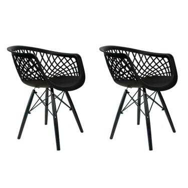 Imagem de Conjunto com 2 Cadeiras de Jantar Web Preto