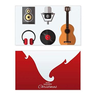 Imagem de Fone de ouvido de guitarra, microfone de CD, estampa de música, feriado, Natal, cartão de parabéns, mensagem de Natal