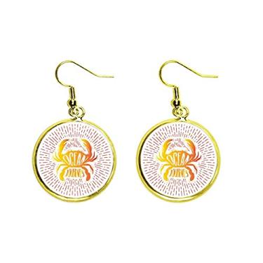 Imagem de Comida de caranguejo oceano viagem art deco, presente moderno brinco pendurado dourado joia feminina