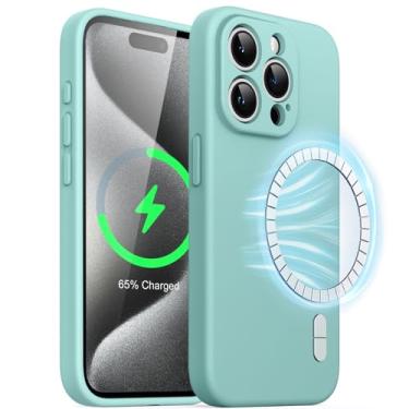 Imagem de JETech Capa Silicone Magnética para iPhone 15 Pro Max 6,7 Polegadas, Compatível com MagSafe, Capa de Telefone com Proteção Total da Lente da Câmera (Azul Brilhante)