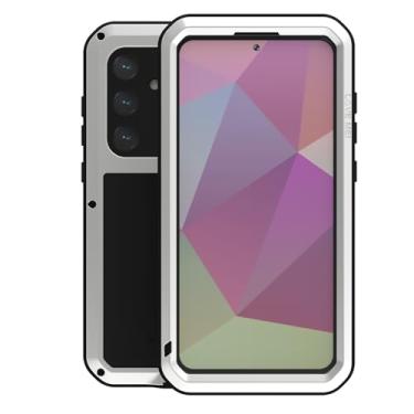 Imagem de LOVE MEI Capa para Samsung Galaxy S24 Plus, à prova de água, militar, resistente à prova de choque, à prova de poeira/sujeira, alumínio híbrido de metal + silicone + vidro temperado, capa completa