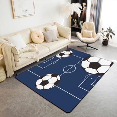 Imagem de Tapete decorativo de futebol infantil com estampa de bola de futebol para meninos, meninas, adolescentes, para sala de estar, quarto, quadra de futebol antiderrapante, tapete para decoração de quarto